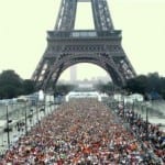 Paris marathon runners charge display screens with foot power