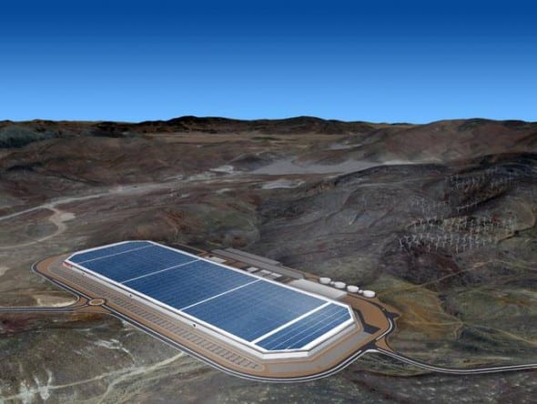 Artist's rendering of the Tesla gigafactory