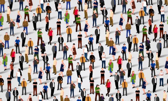 Large group of people. Vector seamless background