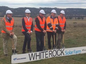 Barnaby gets a spade and starts digging for White Rock solar farm