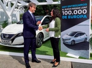Nissan marks sale of 100,000 LEAF electric vehicles in Europe