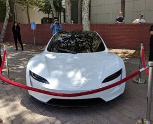 Musk unveils new, white next-gen Tesla Roadster prototype