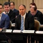 Minister for Energy Josh Frydenberg with state and territory energy ministers during a COAG meeting to discuss the National Energy Guarantee (NEG) at the Shangri La Hotel in Sydney, Friday, August 10, 2018.