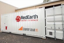 Partnership RedEarth battery storage container - optimised