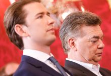 Austrian Chancellor and leader of Austrian People's Party (OeVP) Sebastian Kurz (L) and Austrian Vice Chancellor and leader of the Green Party, Werner Kogler (R)