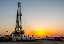 Fracking Drill Rig at Sunset victoria australia institute - optimised