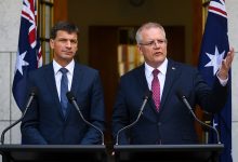 Federal energy minister Angus Taylor and prime minister Scott Morrison. AAP Image/Lukas Coch