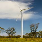 A turbine at the Gullen Range wind farm (Goldwind Australia).