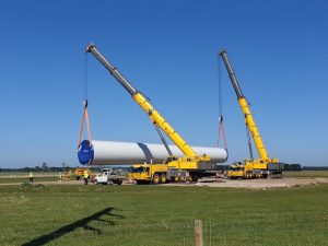 Australian-made turbine parts arrive at Mortlake South wind farm in Victoria
