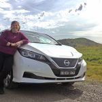 karen maher with nissan leaf e+