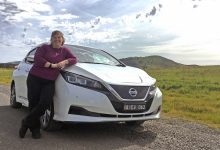 karen maher with nissan leaf e+