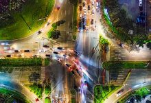 Aerial View of City during Night Time - optimised Indonesia sodium batteries