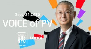 Longi represents solar at Climate Week 2020, pledges 100% renewable production by 2028