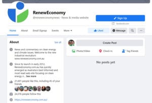RenewEconomy and sister sites blocked on Facebook, along with other media