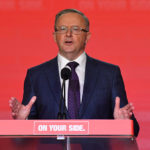 Anthony Albanese at the Australian Labor Party National Conference at the Revesby Workers Club in Sydney (AAP Image/Mick Tsikas).