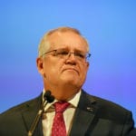 Prime minister Scott Morrison at the AFR Business Summit in Monday. (AAP Image/Dean Lewins)