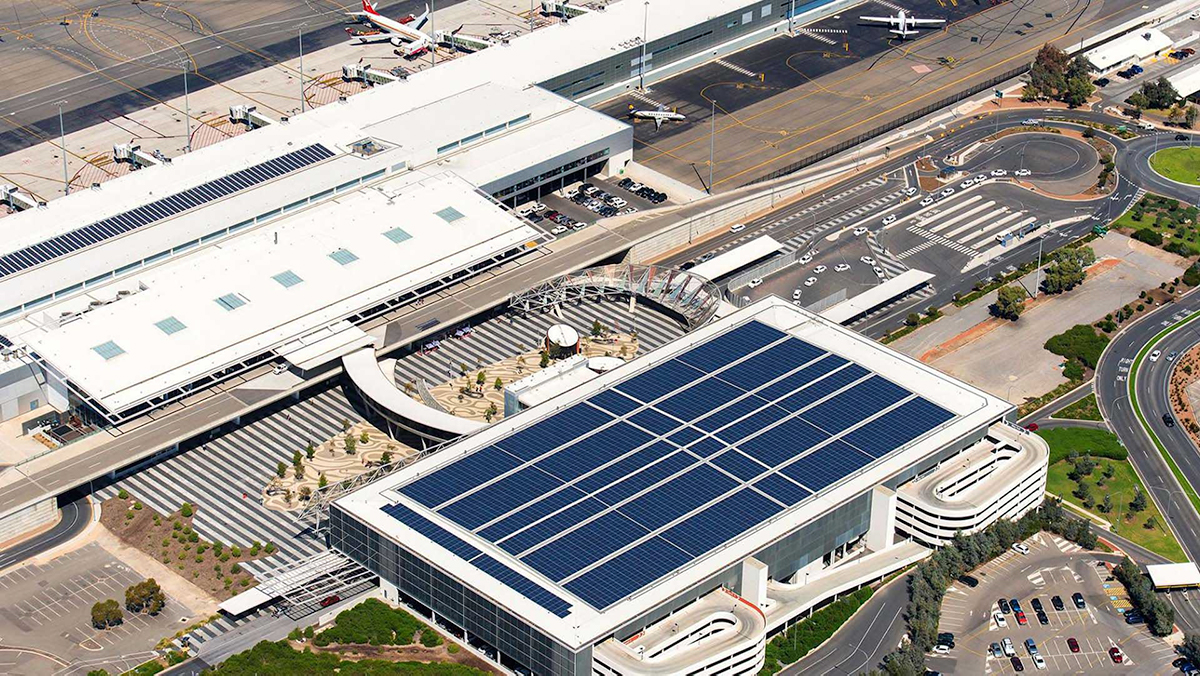 Adelaide Airport's solar installation.