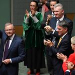 Leader of the Opposition Anthony Albanese after making his budget reply speech. (AAP Image/Mick Tsikas)