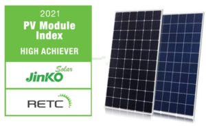 JinkoSolar recognised as “Overall High Achiever” in RETC’s 2021 PVMI report