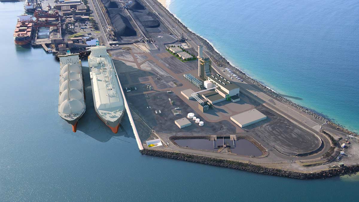 An artist impression of the proposed Port Kembla Energy Hub. Photo Credit: GHD.