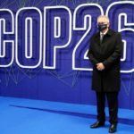 Prime Minister Scott Morrison arrives for the COP26 summit at the Scottish Event Campus (SEC) in Glasgow. (Phil Noble/Pool via AP)