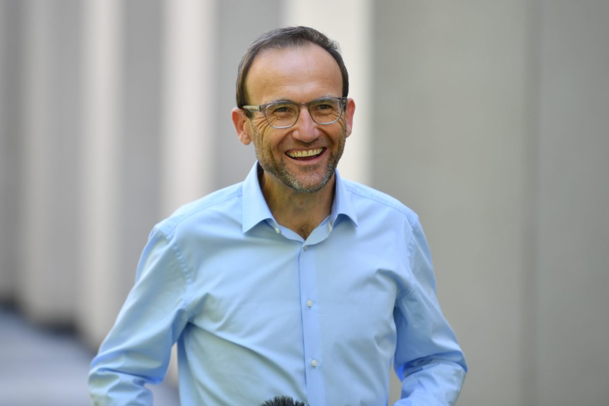 Greens leader Adam Bandt at a press conference at Parliament House in Canberra. (AAP Image/Mick Tsikas)