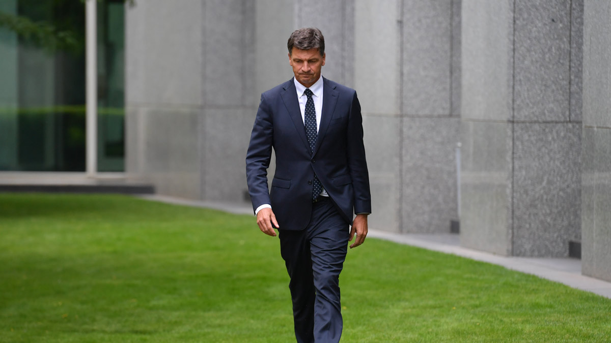 Minister for Energy Angus Taylor arrives at a press conference at Parliament House in Canberra. (AAP Image/Mick Tsikas)