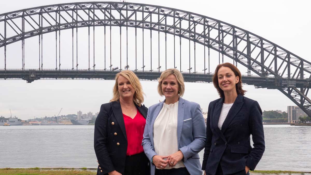 Independent candidates Kylea Tink, Zali Steggall and Sophie Scamps in Sydney. Photo credit: Michael Mazengarb.