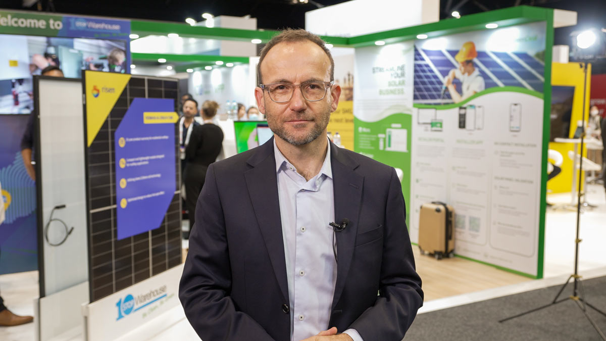 Australian Greens leader Adam Bandt at the Smart Energy Expo in Sydney.