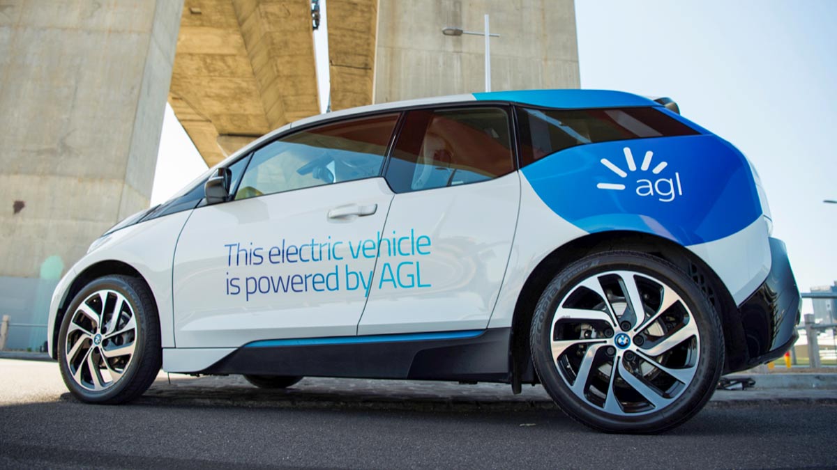 An electric vehicle with AGL Branding