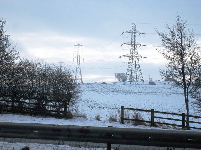 UK electricity snow powerlines