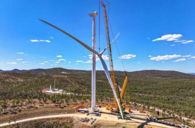 wind turbine in construction clarke creek wind farm Squadron Energy