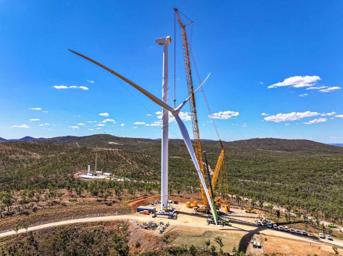wind turbine in construction clarke creek wind farm Squadron Energy