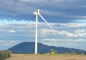 Turbine blade breaks, falls to ground at wind farm damaged by lightning strike in 2019