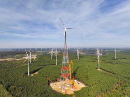 World’s tallest wind turbine reaches full height of 365 metres atop “telescopic” lattice tower